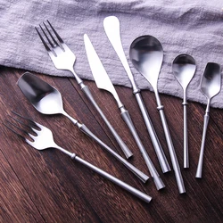 Stainless Steel Cutlery Set Spoon Fork Set Tableware Cutlery Silverware Western Silver Color Dinnerware Set Spoon Kitchen