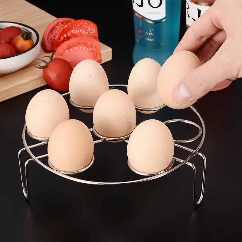 Stainless Steel Steamed Egg Rack Household Three-Legged Kitchen  Water-Proof Multi-Function 7 Holes Round Heat Insulation Rack