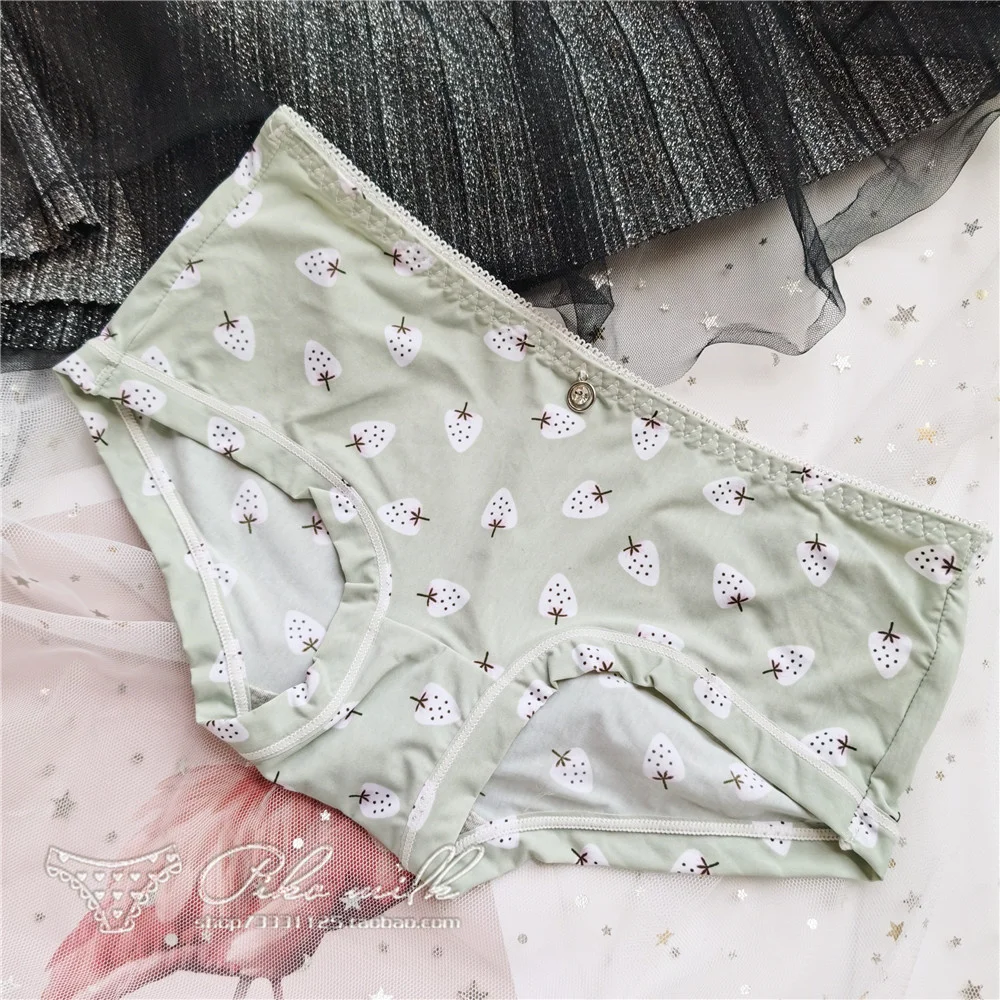 Ice Silk Print Panties For Girl Diamond Low Waist Cartoon Cute Women\'s Underwear Sweet Sexy Lingerie Cotton Seamless Breathable