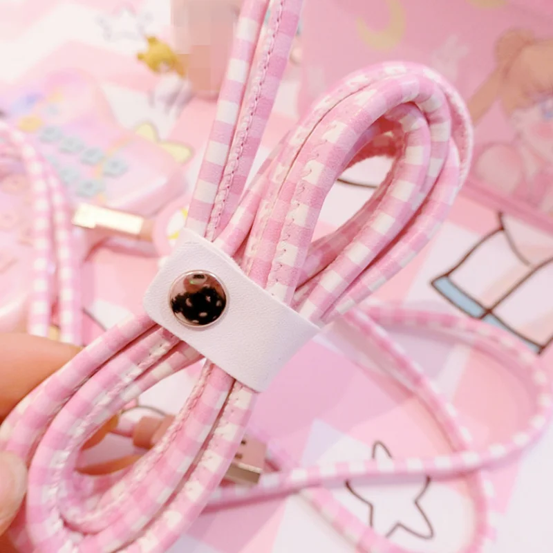 Anime Card Captor Sakura Star Action Figure Printed PU Cartoon USB Charging Cable Moon Mobile Phone Data Line for iPhone