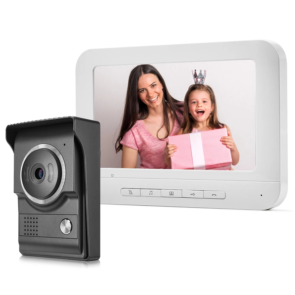 

SmartYIBA Video Intercom 7Inch Monitor Wired Video Door Phone Doorbell Visual Video Entry Intercom Camera Kit For Home Security