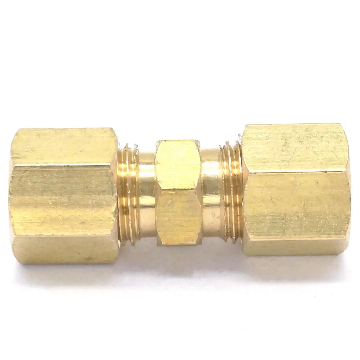 Ajuste de tubo OD de 1/4 "x 1/4", Unión recta de compresión, conectores de latón, adaptadores de 229 PSI