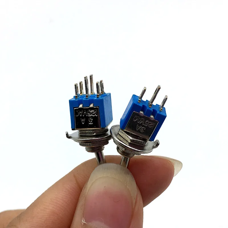 2Pcs 6mm Switches Miniature Toggle Switch Single Pole Double Throw Mini Waterproof Cap Micro Electronic Gadgets ON-OFF-ON 6A