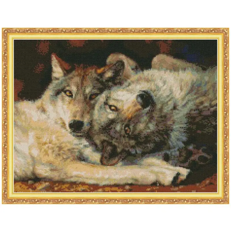 Wolf Animals Patterns Counted Cross Stitch Set DIY 11CT 14CT 16CT Stamped DMC Cross-stitch Kit Embroidery Needlework Home Decor