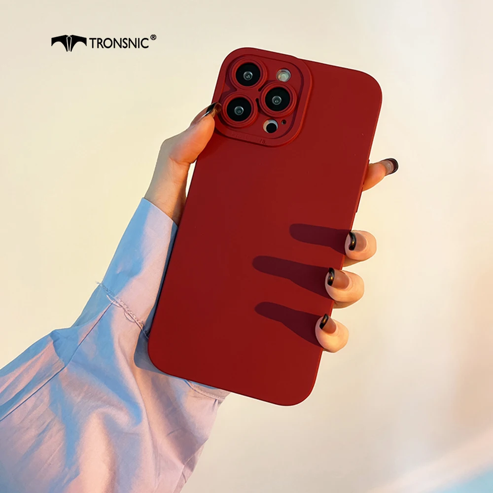 Texture Phone Case for iPhone 13 12 11 Pro Max XR Xs MAX Soft Matte Fully Protected Lens Wine Red Case for iPhone 7 8 Plus Cover