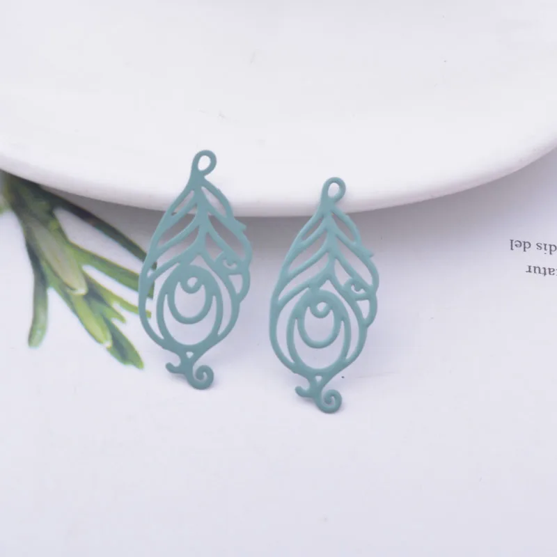 50 Stück AC12478 30*14mm Messing-Federanhänger DIY Schmuck Ohrring-Zubehör – Detail 5