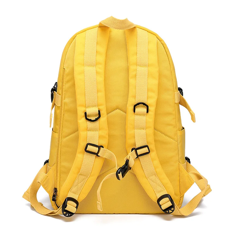 Fashion Leisure Yellow Backpack Waterproof Large School Backpack For Teenager USB College Back pack