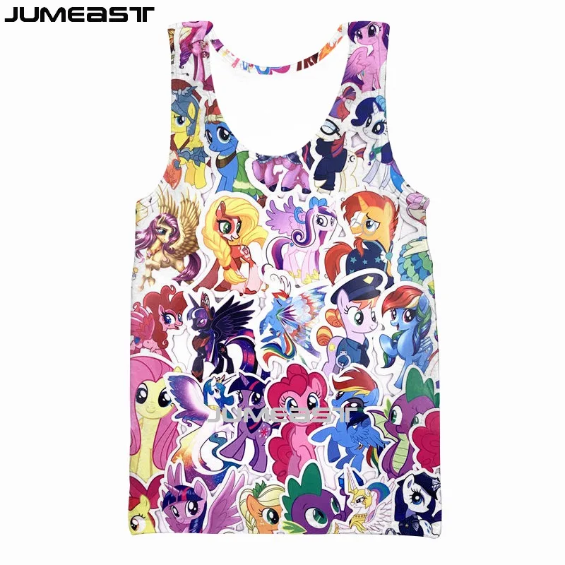 Jumeast Brand Men Women 3D Printed Vest Cartoon Horse Pony Little Pony Short Sleeve Sport Pullover Summer Tank Tops Tees image 3