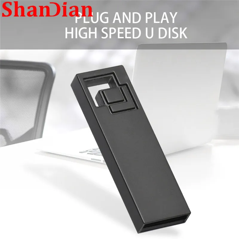SHANDIAN-محرك فلاش USB معدني صغير ، 4 جيجابايت ، 8 جيجابايت ، 16 جيجابايت ، 32 جيجابايت ، 64 جيجابايت ، سعة حقيقية 2.0 ، شعار مخصص ، بالجملة