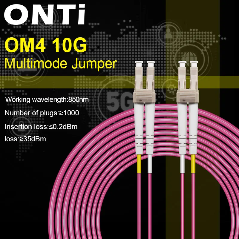 ONTi 10G Fiber Patch Cord 850nm Multi-mode DUAL OM4 LC-LC 1/2/3/5/10/20/30//50/80/100m Fibra optic patch Cable