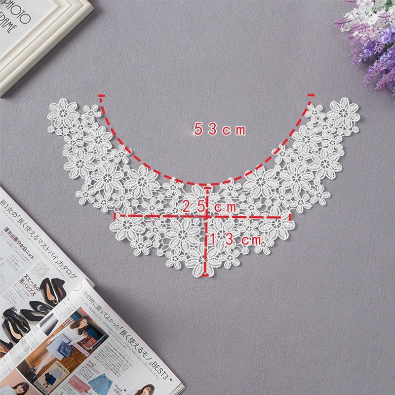 Women Embroidery Neckline Collar Blouse Fake Collars Sweater Shirt Lace Fabric Accessories