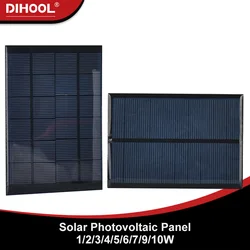 Solar Photovoltaic Panel With Extend Wire 5V To 18V Polycrystalline Silicon Mini Solar Cell Cable toy PV Panels 0.75W To 10W