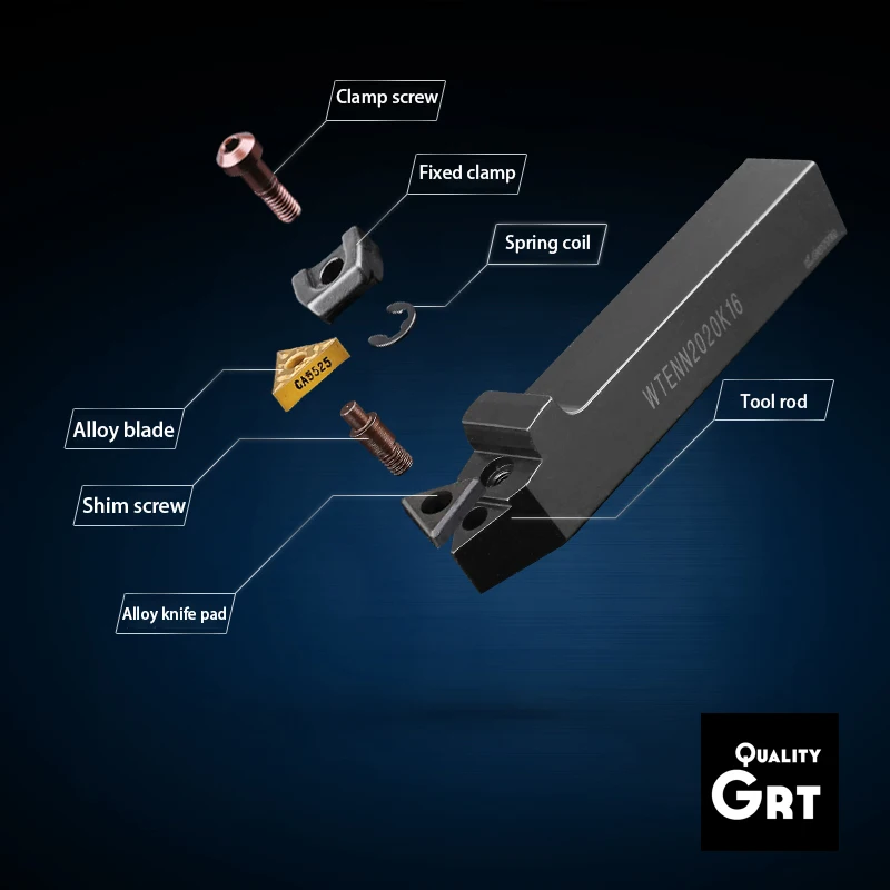 Q.Grt 1 шт. WTENN1616H16 WTENN2020K16 WTENN2525M16 внешний треугольный токарный инструмент держатель токарный режущий инструмент TNMG твердосплавные пластины
