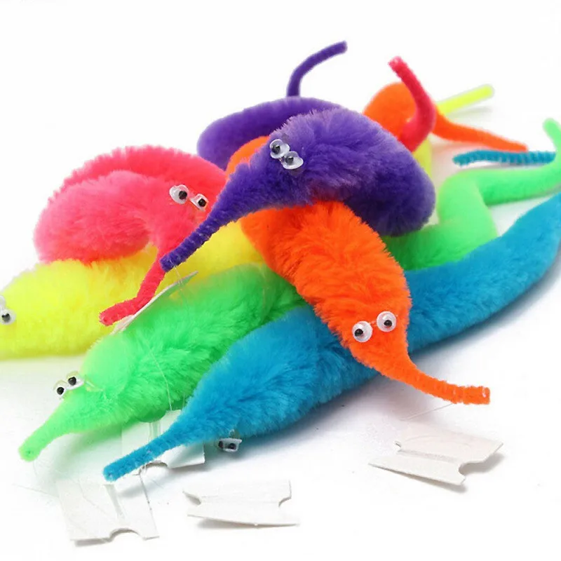 5/10/20pcs Twisty Worm Magic Toys Party Favors Fuzzy Worm On A String Christmas Halloween Wizard New Strange Trick Toys For Kids