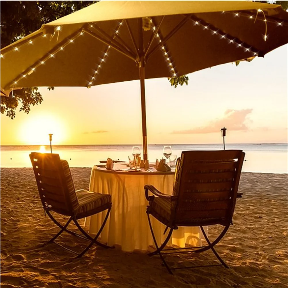 Umbrella Light Solar Light 104 LED String Light Outdoor Waterproof IP67 For Holiday Vacation Party Tent Dinner Seaside Decora