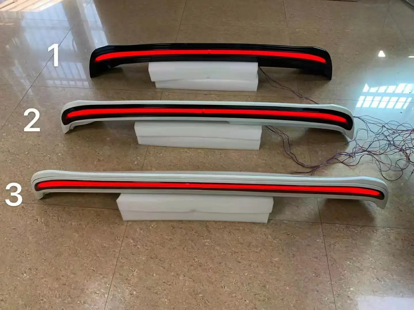 RQXR rear roof visor spoiler with led turn signal braking driving light assembly for toyota alphard vellfire LM300 2015-20