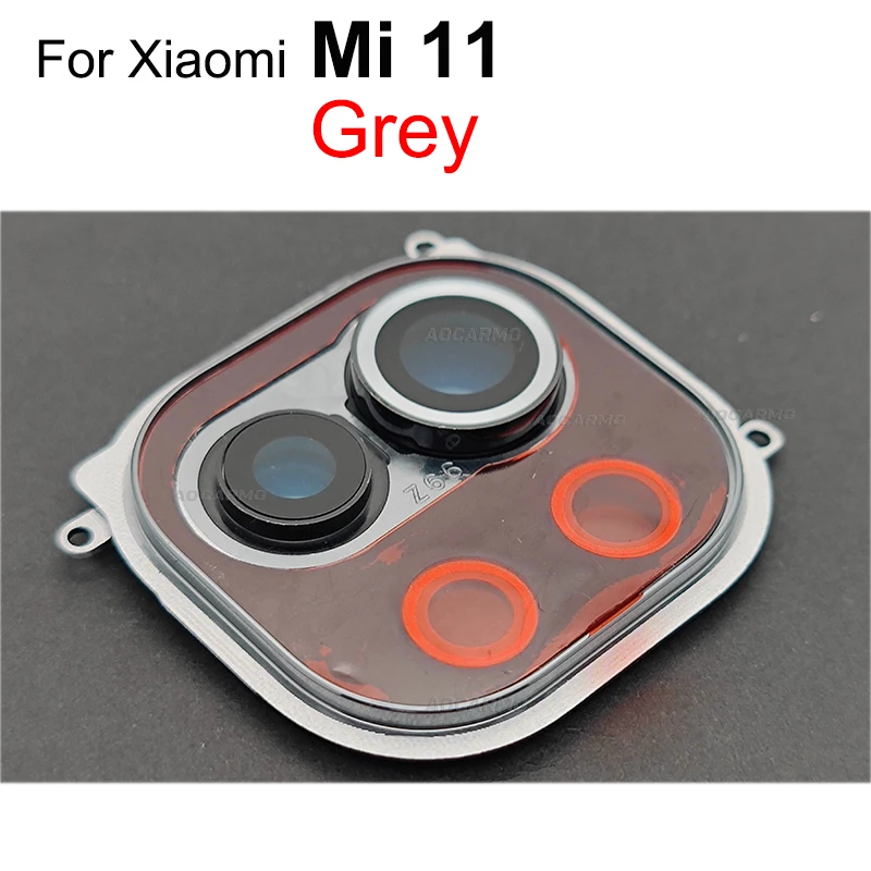 Aocarmo dla Xiaomi Mi 11, tylna kamera tylna, szkło obiektywu z ramką, naklejką, część naprawcza