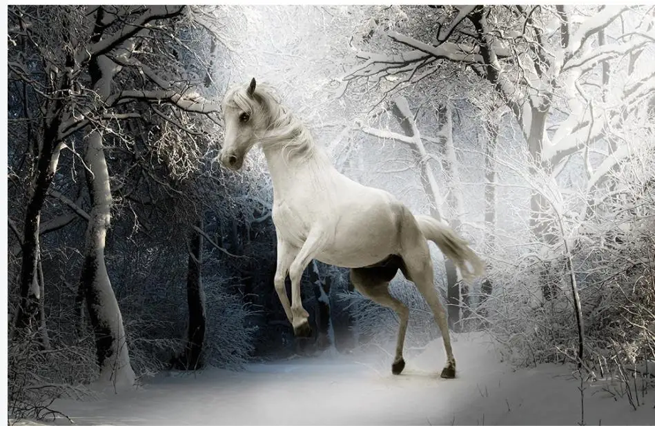 

photo wall murals wallpaper Snow landscape horse wallpapers background 3d stereoscopic wallpaper