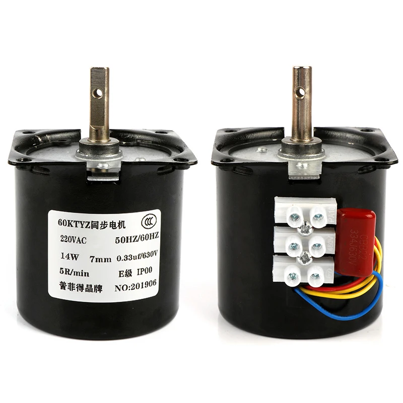 1PC 60KTYZ Permanent Magnet Synchronous Motor  AC 220V 14W Synchronous Gear Motor 2.5/5/10/15/20/30/50/60/80/110rpm