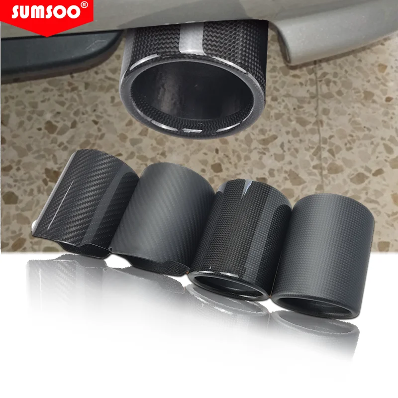 genuine SUMSOO Curly / Straight Full Exhaust Pipe Matte/ Glossy Cover Car Universal Exhaust Muffler Pipe Tip Cover Accessories