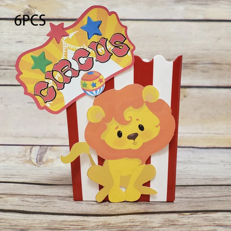 Caja de palomitas de maíz para fiesta temática de circo, caja de regalo para dulces, Topper para pastel, suministros para fiesta de cumpleaños