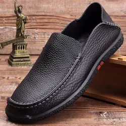 New Breathable Men Genuine Leather Casual Shoes Vintage Lazy Anti- Skid Moccasins Men Loafers Luxury Brand Wear-Resistant Shoes