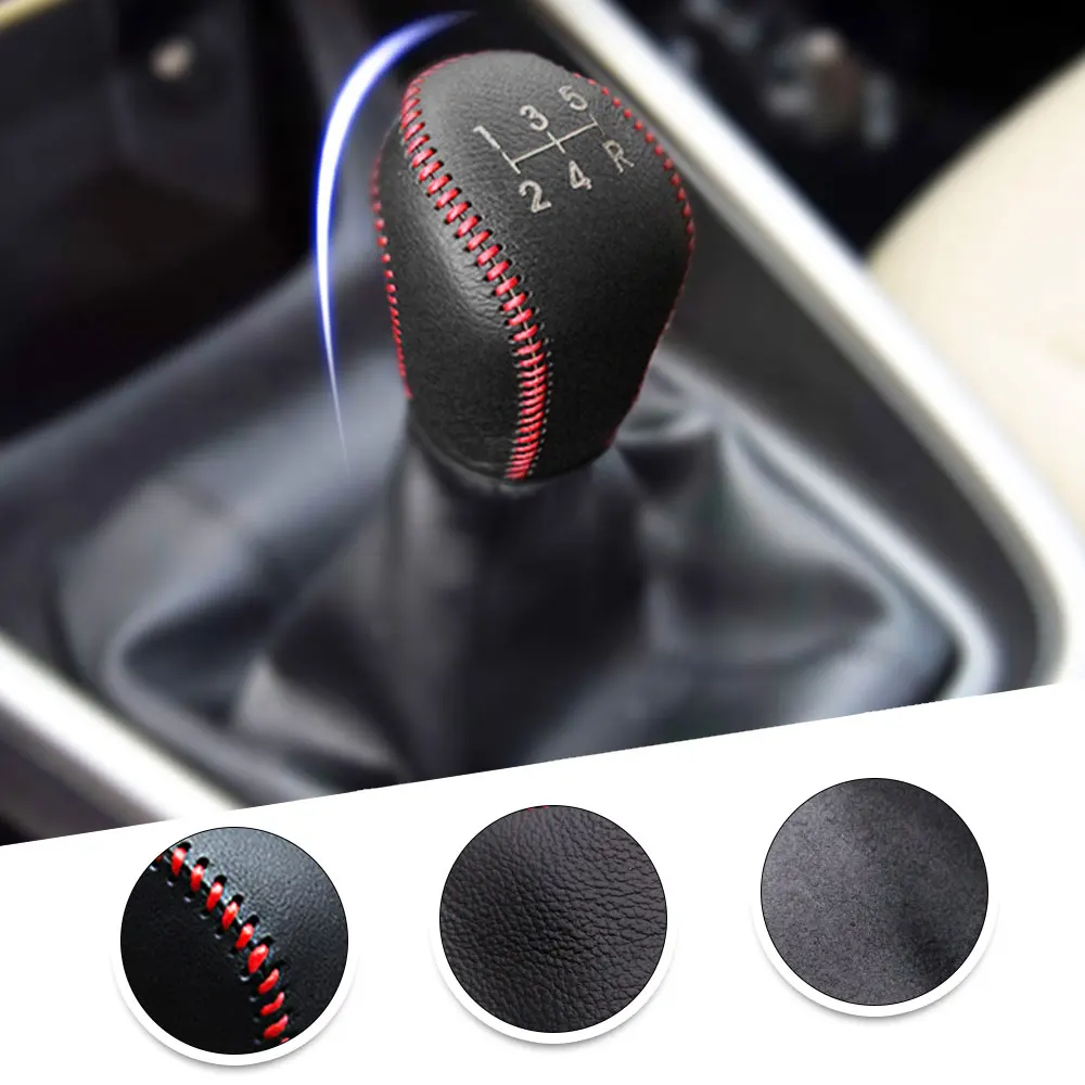 Leather Gear Knob Stick Covers MT For Ford Focus 09-17 Ecosport 13-17 ESCORT 15-17 Fiesta 13-17 Car Decor Shift Knob Shell