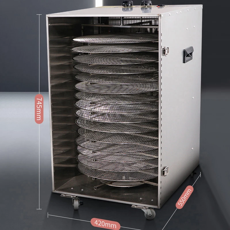 16 صواني الغذاء ديهيدراتور ماكينة تجفيف الفاكهة التلقائي دوران اللحوم وجبات خفيفة الفواكه المجففة آلة الخضروات التجارية للمنزل