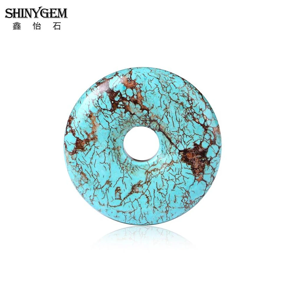 

shinygem 40 40mm charm hollow natural round turquoises smooth aventurine white jade gem bead for diy jewelry making pendant