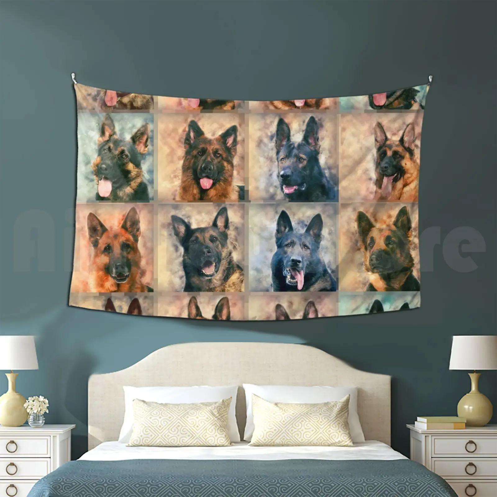 German Shepherd Dogs-Gsd-Mosaic Tapestry Living Room Bedroom Gsd German Shepherd German Shepherd Love Gsd