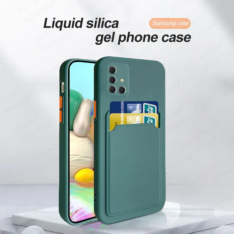 2-in-1 Card Pocket Camera Protection Case For Samsung A71 4G Soft TPU Shell On For Galaxy A71 A7 1 A 7 1 71 + Screen Glass Cover