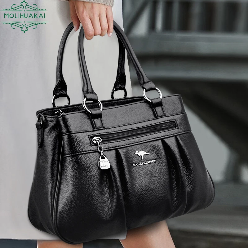 3 Layers High Quality Leather Handbag Purse Luxury Designer Women Shoulder Croosbody Messenger Tote Top-handle Bag Female Sac