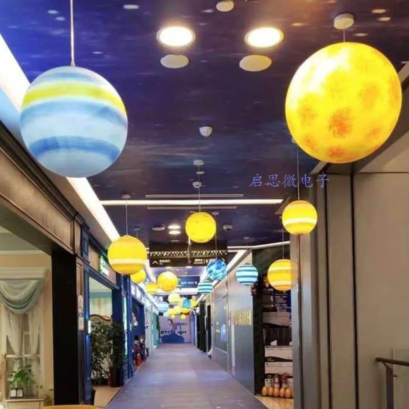 Planet Pendant Lights Sun Earth Moon Novelty Creative Atmosphere Light  Hanging Lamp Bedroom Home Decoration Hallway Luminaire