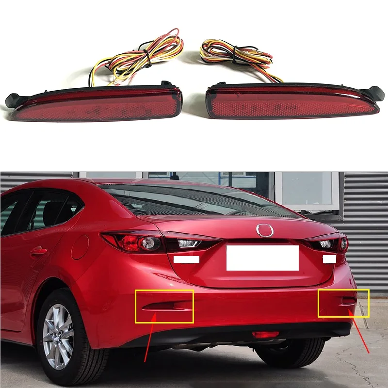 LED Rear Bumper Reflector Brake Stop Light For Mazda 6 Atenza 2014-2016 Mazd3 Axela 2013-2016 moving taillight warning lights