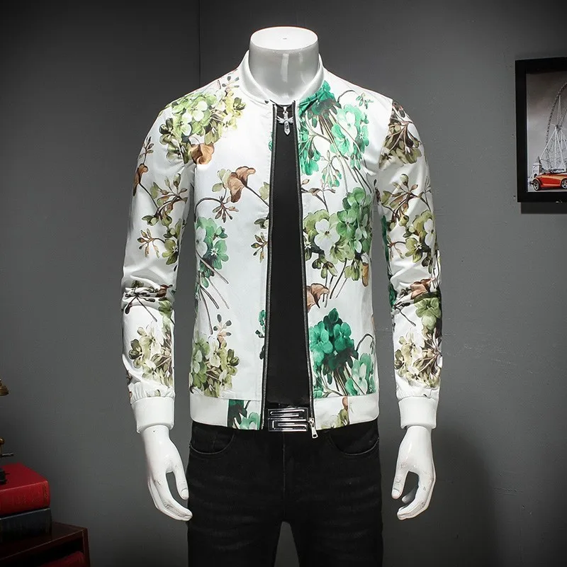 

Bomber Jacket Floral Men Flowers Long Sleeve Zipper Jackets Coat Men's Pilot Jacket M-6XL Jaqueta Masculino 2020 Autumn Winter