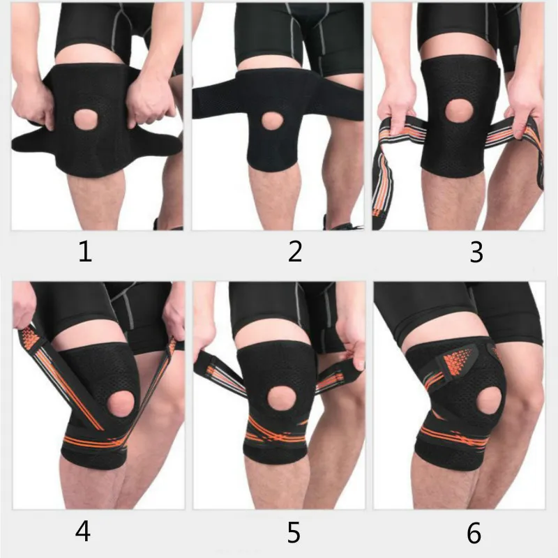 6 Springs Knee Pads Support Braces Protector Meniscus Knee Sleeve for Running Fitness Squat Arthritis Pain Medical Kneepad 1PCS