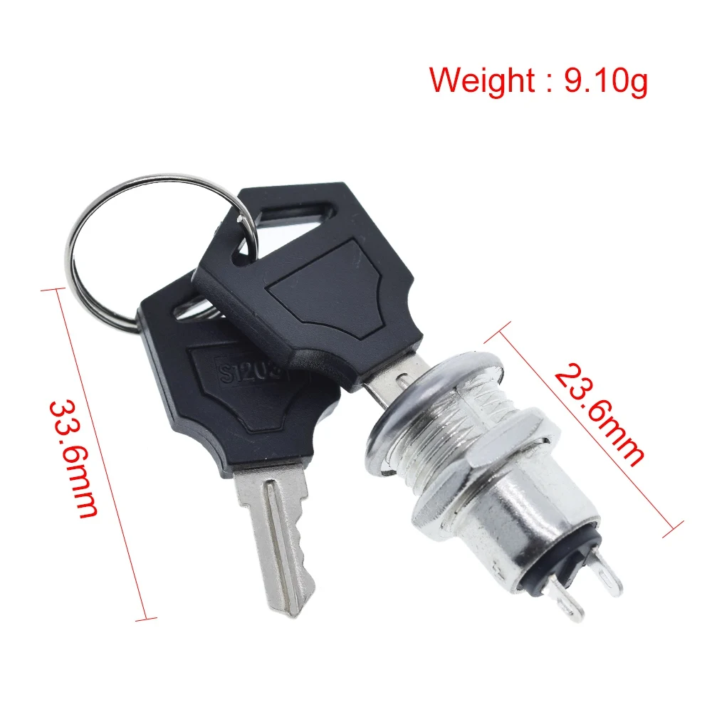 1/3PCS 12mm Edelstahl Elektronische Schlüssel Schalter AUF OFF Lock Schalter Telefon Schloss Sicherheit Netzschalter 12*21mm S1203 2PIN 2 Schlüssel – Detail 3