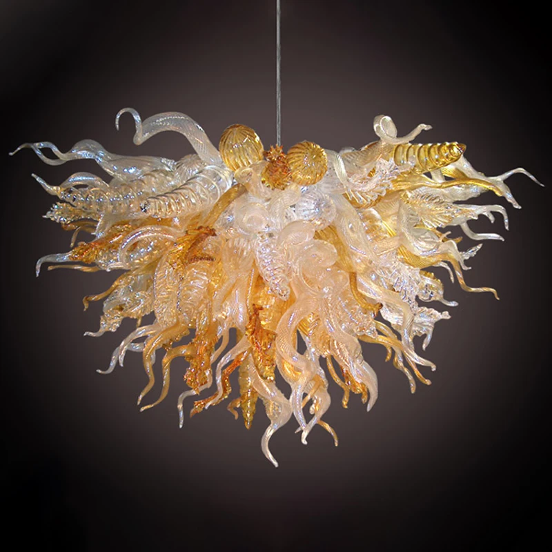 

Modern Art Hanging Lamps Amber Shade Murano Glass Light Fixture for Home Decor Hand Blown Glass LED Chandeliers