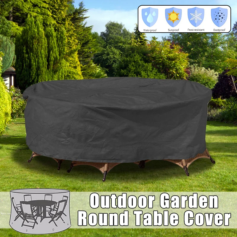 Oxford Cloth Round Furniture Cover Dustproof Waterproof For Outdoor Patio Garden Terrace Round Table Cover Pool Protective Case