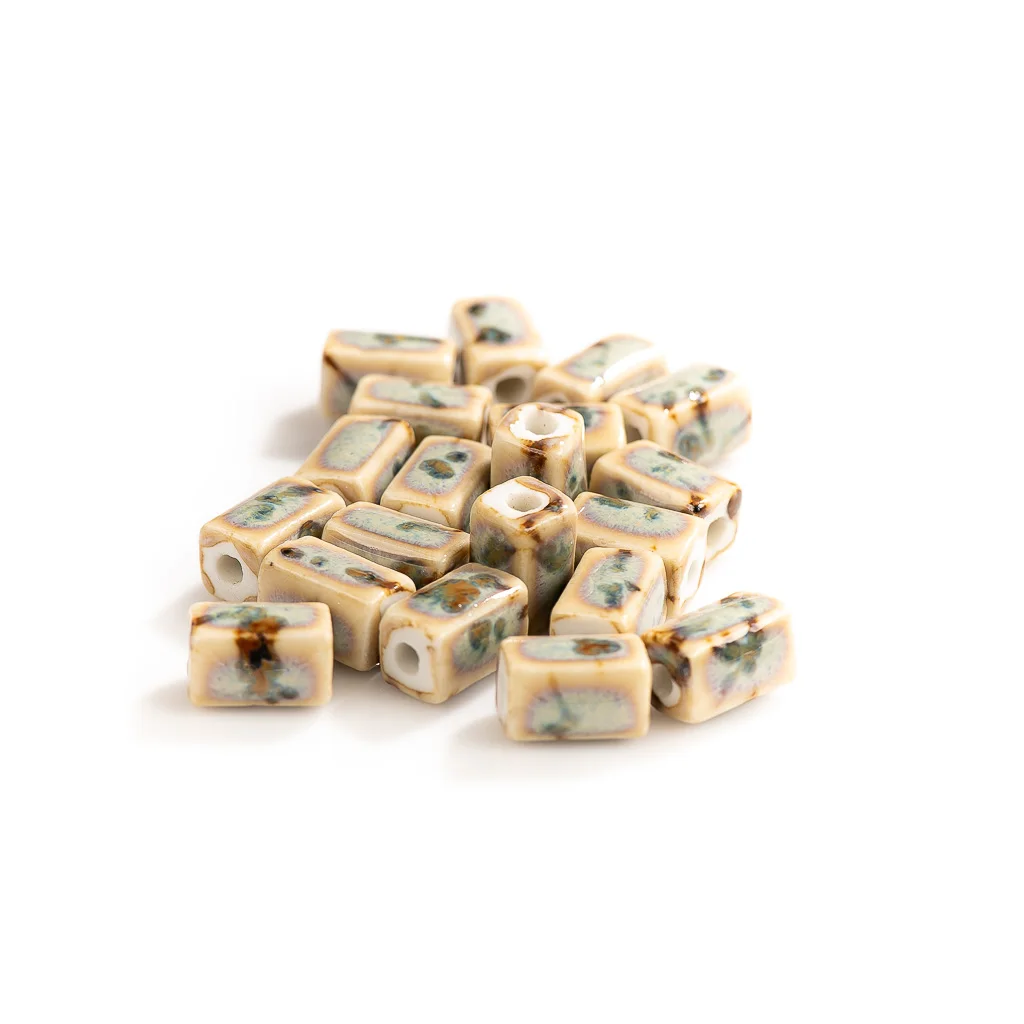 13# Rectangle Abstract Image Retro Element Art Ceramic Shaped Bead Jewelry Accessories #XN511