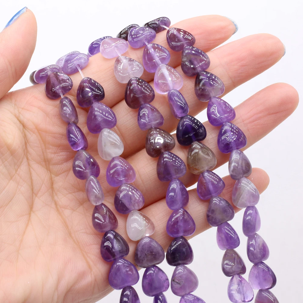 

Natural Stone Beads Heart Shaped Amethyst Exquisite Loose Spacer Beaded For Jewelry Making DIY Bracelet Necklace Accessories