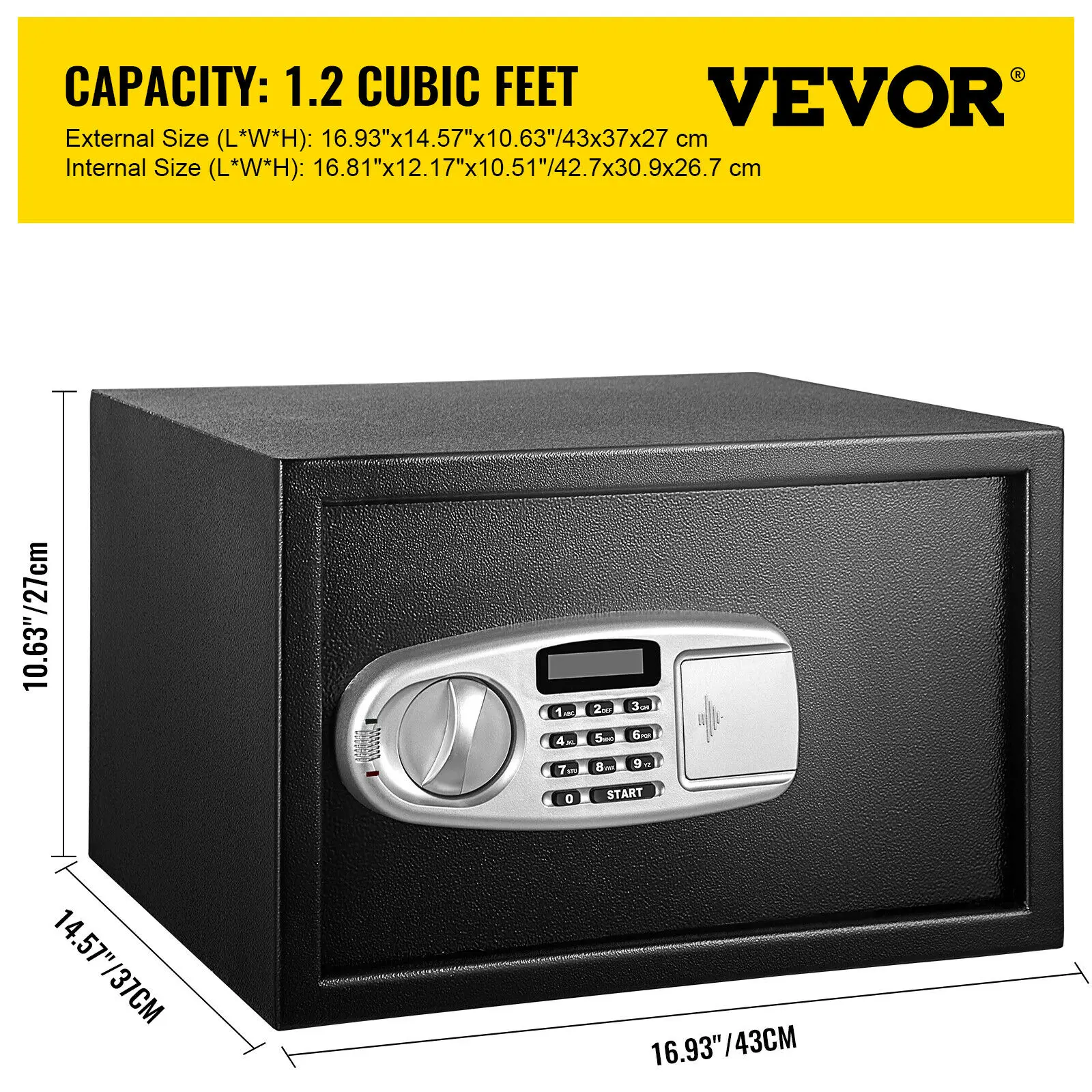 Vevor 34L Verborgen Beveiliging Geld Opslaan Collectie Componenten Home Hotel Digitale Toetsenbord Elektronische Code Lock Storting Kluis