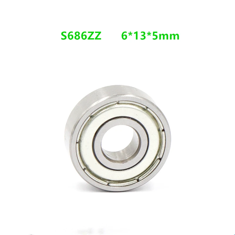 50pcs/lot S686ZZ S686 ZZ ABEC-5 6x13x5 mm Stainless Steel bearing deep groove ball bearings Miniature Mini bearing 6*13*5