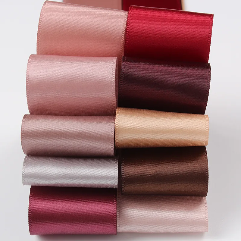 100Yards 6mm 9mm 13mm 16mm 19mm 25mm 38mm Silk Satin Ribbon Single Face Solid Color DIY Material Gift Wedding Packing Ribbons