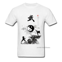 Yin Yang Kung Fu Chinese Traditional Water Ink Painting Men White T-shirt Short Sleeve Cotton T Shirt Unique Design