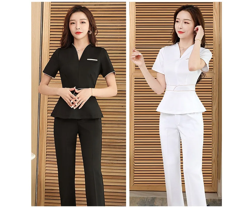 Uniforme Manga Curta Esteticista para Mulheres, Roupas Spa