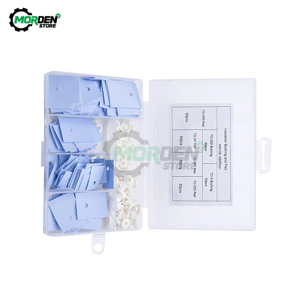 300Pcs/set TO-220+ TO-3 +TO-3P1+TO-3P3 Bushing Transistor Insulation Pads Silicone Heatsink Shim Washer for Laptop CPU GPU