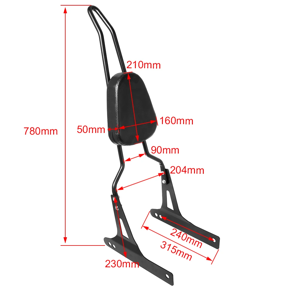 Motorcycle Passenger Backrest Sissy Bar Rear Seat Backrest Detachable For Harley Dyna Street Bob FXDB FXD 2006-2017