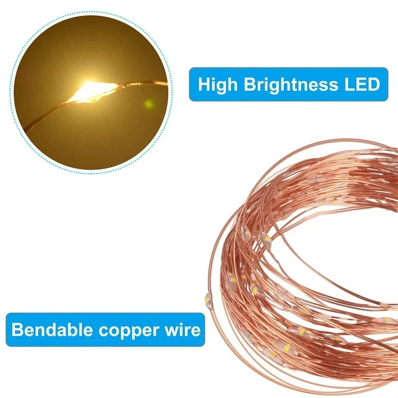 USB LED Fata Luci Della Stringa Ghirlanda di Controllo Remoto 5M/10M/20M Filo di Rame Lampada per Natale Matrimonio Decorazioni per feste a casa