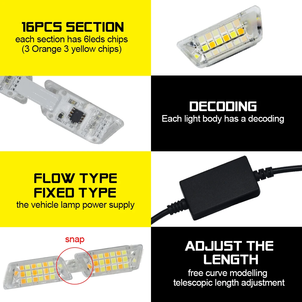 2 Stuks Drl 15SMD Vloeiende Flexibele Led Drl Dagrijverlichting Richtingaanwijzer Angel Eye Wit Amber Koplamp Waterdichte Strips
